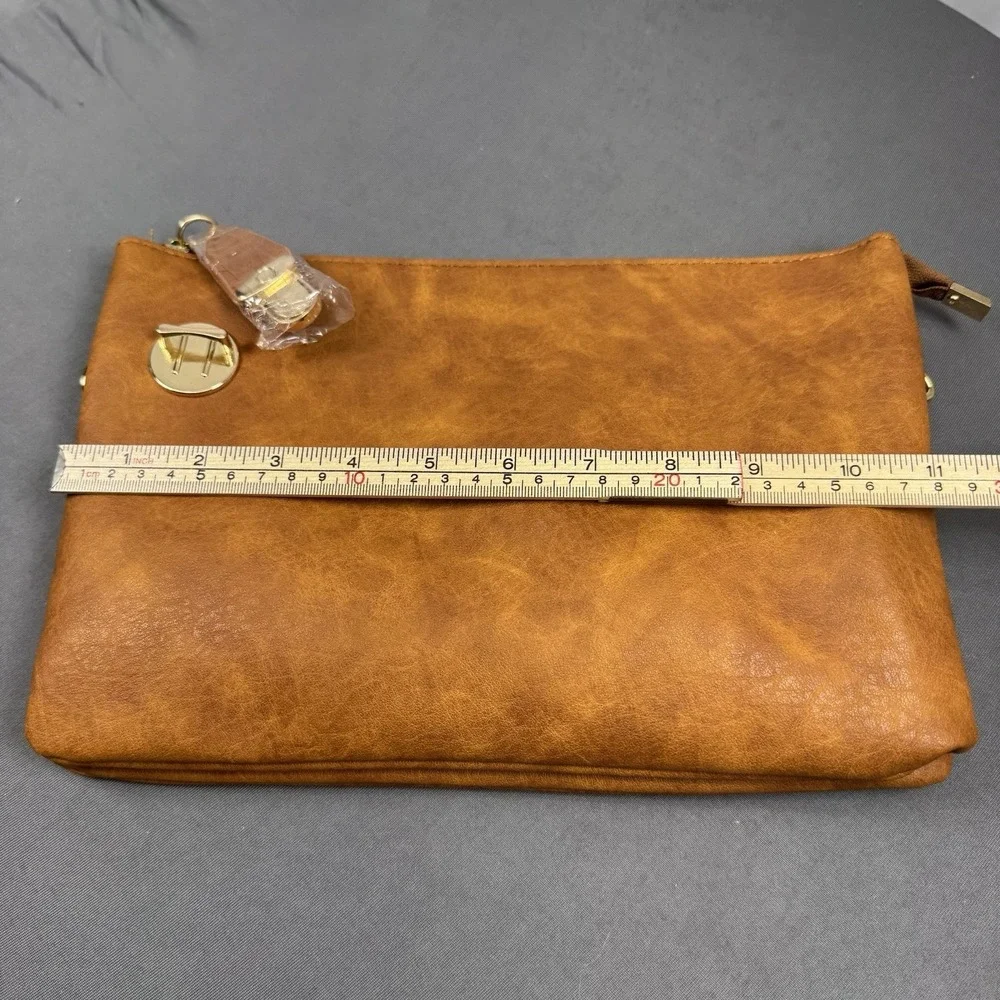 NGil Cognac Brown  Clutch, Shoulder Strap‎ Or Wristlet Strap NEW